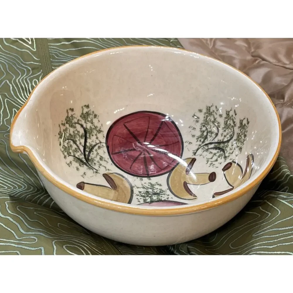 Vtg‎ Los Angeles Pottery Ceramic Mixing Bowl With Spout Vegetables 70s Retro USA